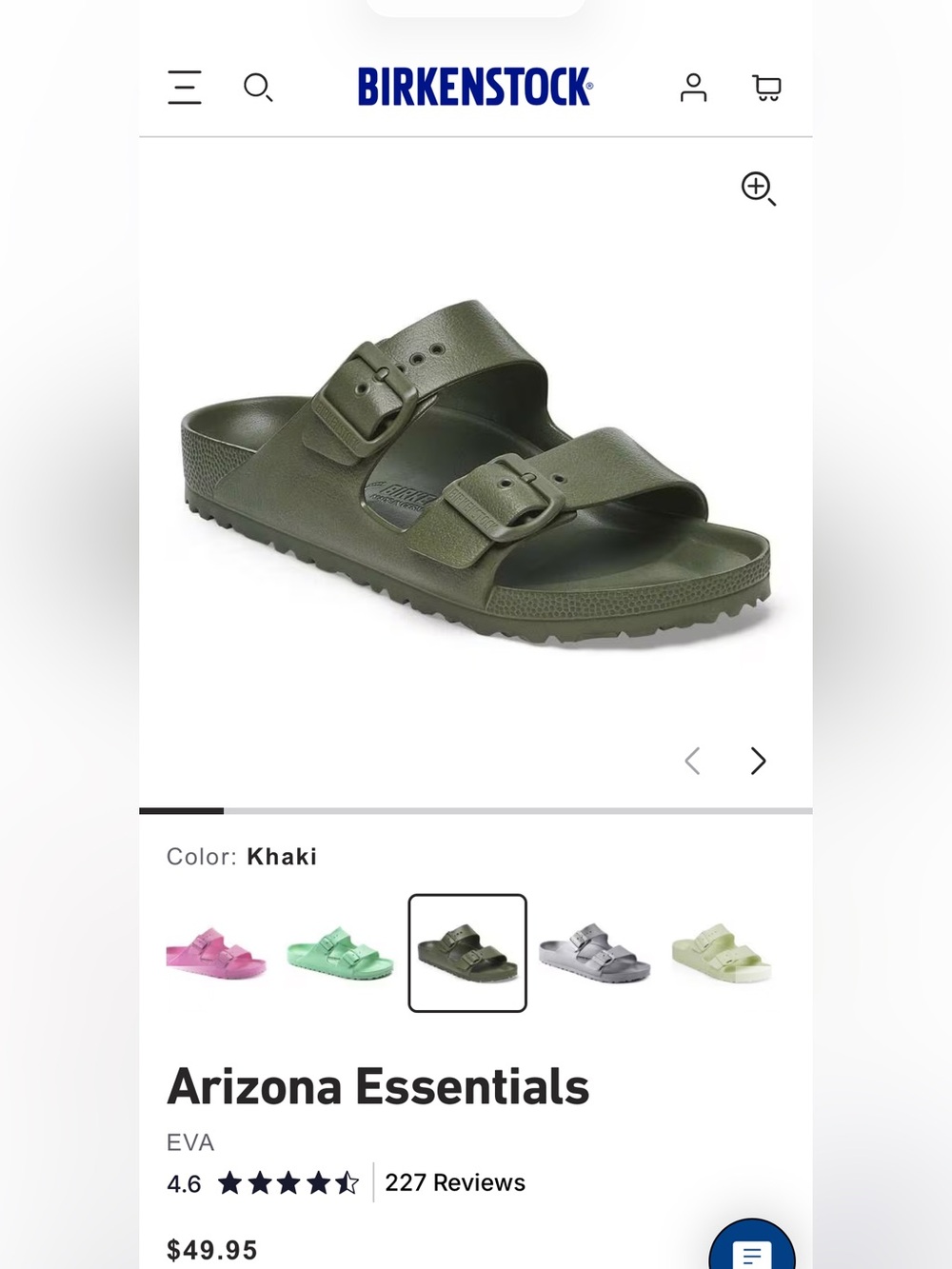 Birkenstock Arizona EVA Sandals in Olive Green